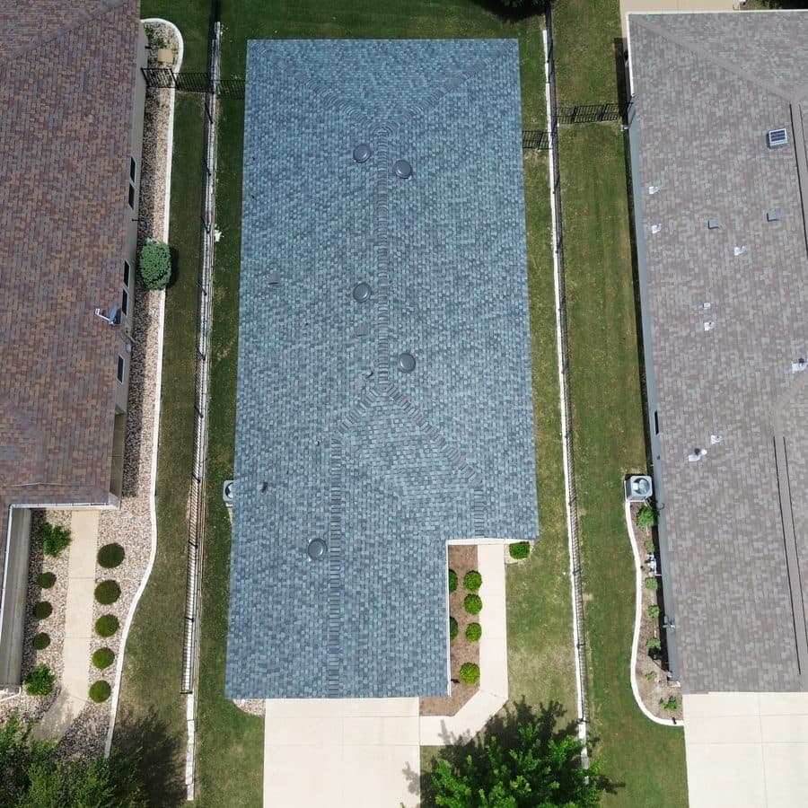 Asphalt Shingle Roof Installation Austin TX | Helix Roofing LLC Asphalt shingle roof installation Austin TX, completed shingle roofing job by Helix Roofing LLC, roofing company and roof installers serving Greater Austin